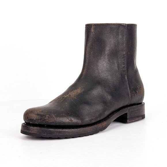 Frye Women Veronica Inside Zip Moto Biker Distress Brown Leather Boots sz 7 - Picture 3 of 7